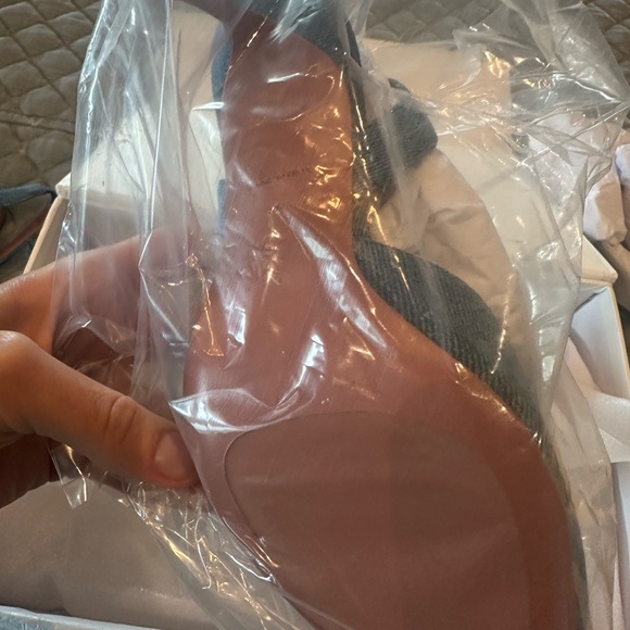 Amina Muaddi Blue Camelia 105 Slingback Pumps - Picture 7 of 12